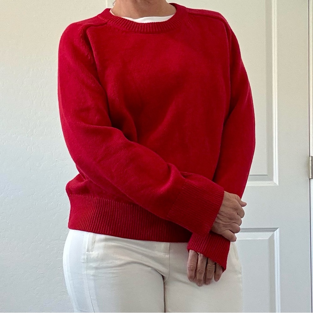 NWT Abercrombie & Fitch Red Knit Crewneck Soft Cotton Sweater
